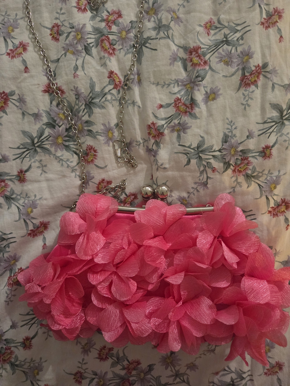 Pink Floral Petal Clutch Bag